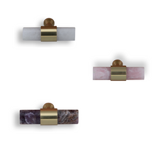 Load image into Gallery viewer, quartz handles, rose quartz handles, amethyst handles with gold accents wholesale
