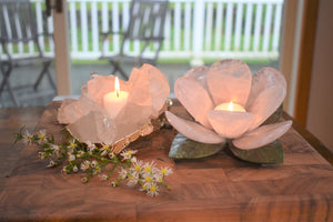 Burning candles-votive-Rose Quartz-Quartz-candle holder