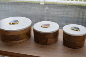 Wooden-Round-Round Wooden Box-Marble