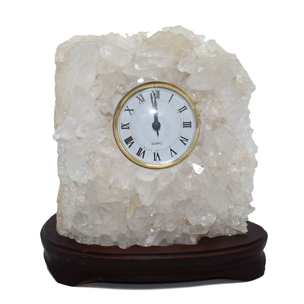 Quartz Clock in Wood Base Olympus Minerals