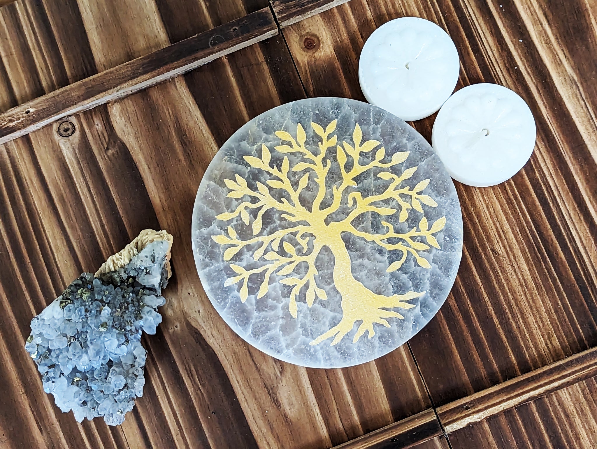 Gold Tree Plate 10cm Gold Etched Tree Charging Plate