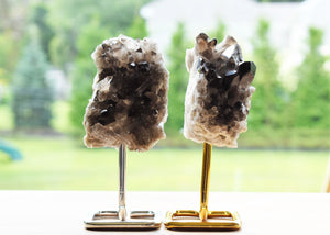 Smoky Quartz Cluster on Pin Stands