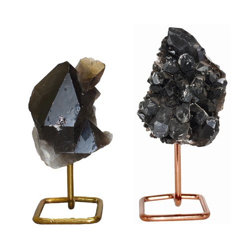 Smoky Quartz Cluster on Pin Stands