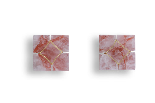 Rose Quartz and Gold Square Knob