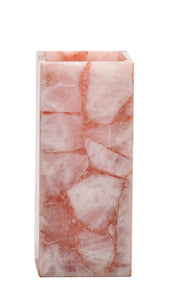 Rose quartz flower vase long rectangular shape