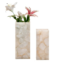 Load image into Gallery viewer, Pair of cloudy quartz flower vase long rectangular shape in medium and small