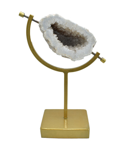 Natural Agate in Gold Caliper Stand