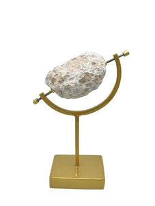 Natural Agate in Gold Caliper Stand