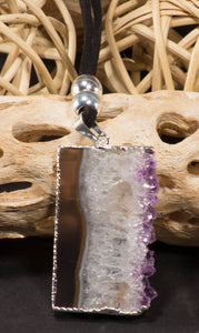 Necklace-leather-Amethyst