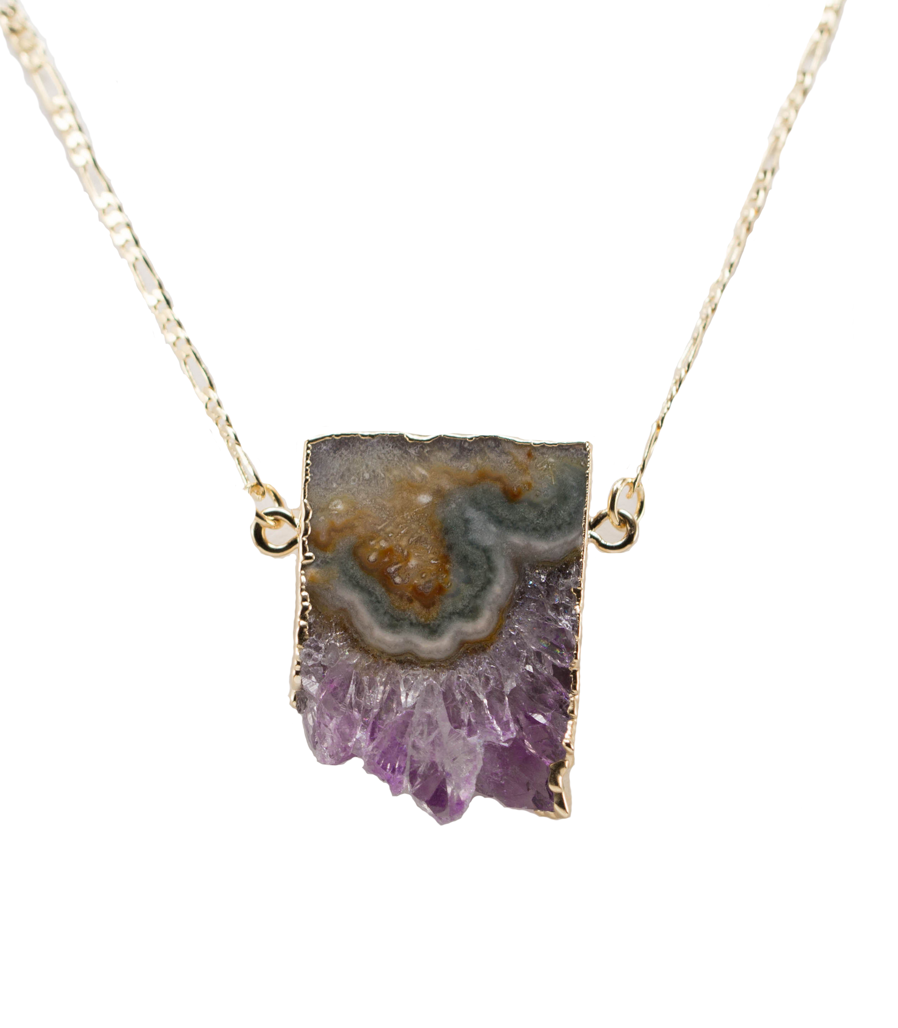 Amethyst slice necklace hot sale