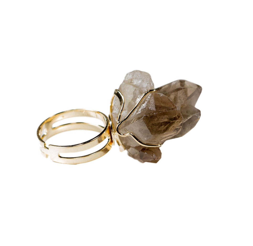 Raw smoky new arrivals quartz ring