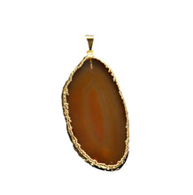 Load image into Gallery viewer, Brown-Pendants-Gold Trim-Agate Slice