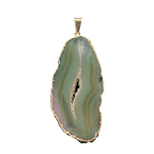 Load image into Gallery viewer, Teal-Pendants-Gold Trim-Agate Slice