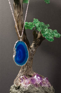 Pendants-Natural-Blue-Agate Slice-Agate