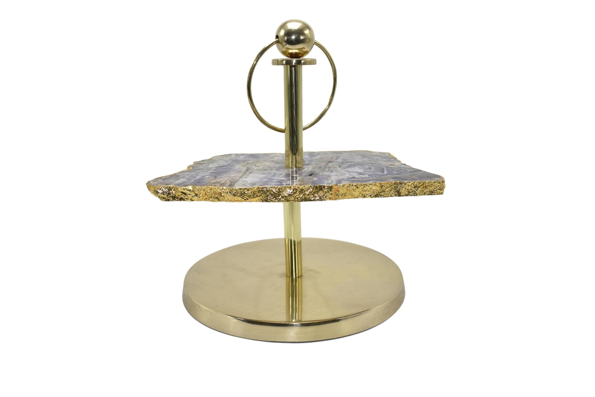 1 Layer Decorative Gold Display Stand in Quartz, Agate, and Amethyst