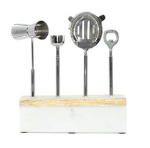Load image into Gallery viewer, Marble and Wood Bar Set