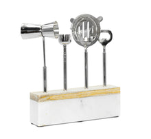 Load image into Gallery viewer, Marble and Wood Bar Set
