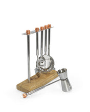 Load image into Gallery viewer, Wood and Stainless Steel Bar Set
