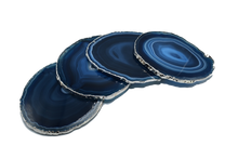 Load image into Gallery viewer, Blue Agate Coaster with Silver trim electroplating wholesale 