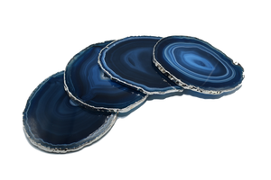 Blue Agate Coaster with Silver trim electroplating wholesale 