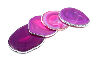 Stunning-Natural Agate-silver trim-Coasters-Agate