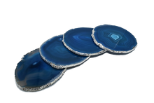 Load image into Gallery viewer, Natural-Slices-Agate-silver trim-Coasters-Agate