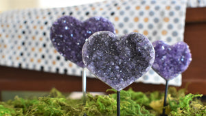 Amethyst Heart on Black Wire
