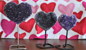 Amethyst Heart on Black Wire