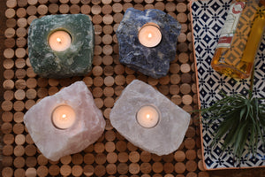 Votive Block-Sodalite-Rose Quartz-Green Quartz
