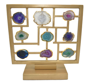 Wholesale Table Stand Gold Trim Agate