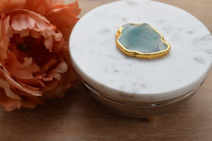 Marble Lid-Gold Trim-Box-Agate