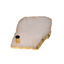 Load image into Gallery viewer, Rose Quartz-Platter-Plate-Gold Trim