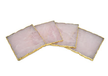 Load image into Gallery viewer, Amethyst-Rose Quartz-Gold Trim-Coaster