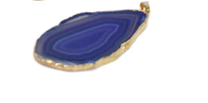 Blue-Teal-Pendants-Gold Trim-Agate Slice