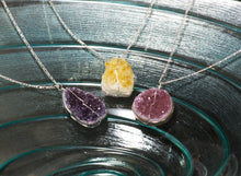 Load image into Gallery viewer, Druse Crystal Pendant on Silver Chain