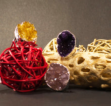 Load image into Gallery viewer, Silver Trim-citrine stones-Amethyst