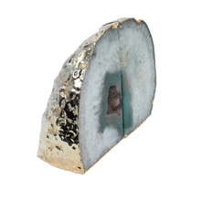 Load image into Gallery viewer, Blue-Bookends-Gold Trim-Agate