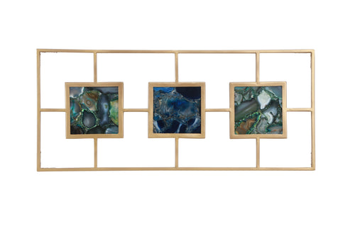 Multi Agate with Gold Frame Wall DÃ©cor