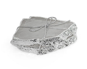 Quartz Coasters with Silver Trim, Set of 2