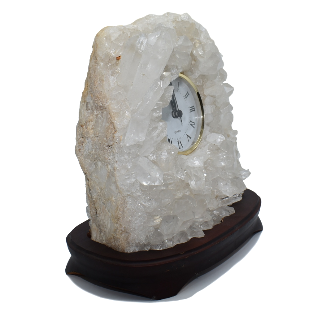Quartz Clock in Wood Base Olympus Minerals