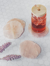 Load image into Gallery viewer, Rose Quartz Coasters with Natural Trim, Set of 4