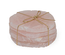 Load image into Gallery viewer, Rose Quartz Coasters with Natural Trim, Set of 4