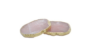Rose Quartz-Gold Trim-Coaster